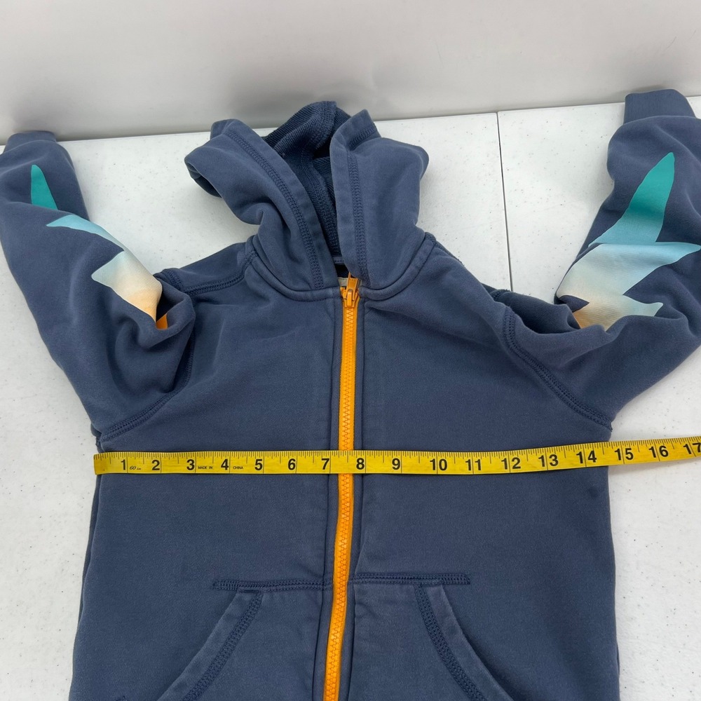 Tea Collection Boys Blue Lightning Bolt Full Zip Hoodie Orange Zipper Size 6 - Picture 6 of 10